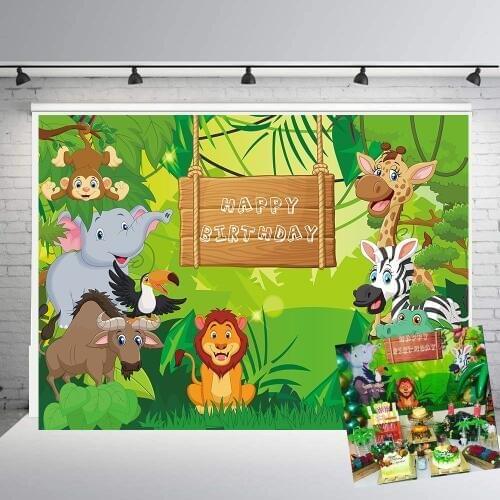 BEIPOTO Baby Shower Backdrop Safari Jungle birthday Party Animals Photography Background Vinyl Party Banner Photo Booth props