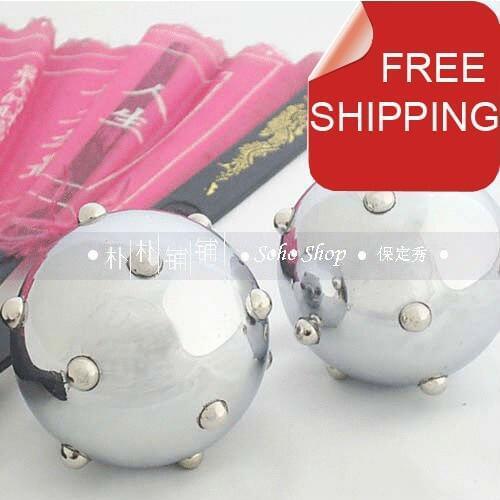 Free shipping. Polished 50mm chiming baoding iron balls w/unique acupoint massage beads. Health care products, stress relaxing