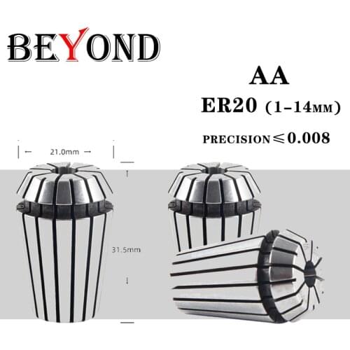 BEYOND ER ER20 1-14mm AA Spring Collet Chuck High Precision Elastic 0.008 For CNC Engraving Machine Milling Lathe HRC48