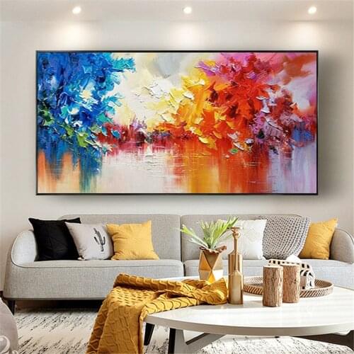 Big 100% hand-painted floral purple abstract oil painting modern wall art living room no frame picture home decoration painting