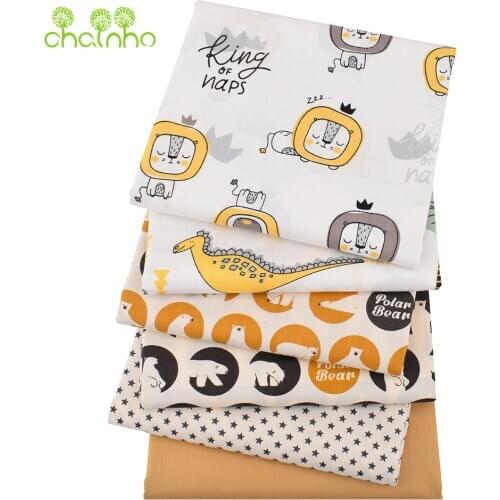 Chainho,6pcs/Lot,Bear&Lion Series,Print Twill Cotton Fabric,Patchwork Cloth For DIY Sewing Quilting Baby&Child Material,40x50cm