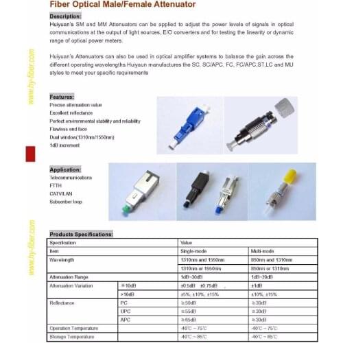 FC SM 9/125um Build Out male-female attenuator 0dB~30dB