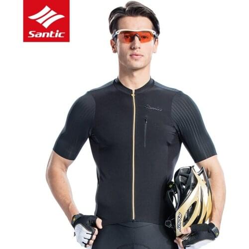Santic Cycling Jersey Seamless Cuff Imported Men Short Sleeve Quick Dry Breathable Bike Bicycle Road Downhill Racing Clothes