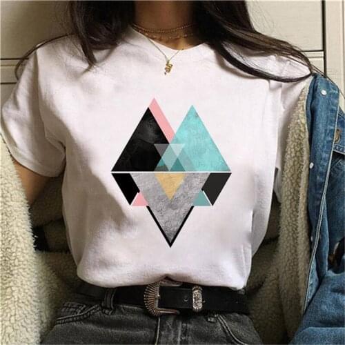 Womens T-shirt Geometric Print Pattern Tshirt Harajuku Tops Short Sleeve Love Plus Fashion Clothing Lil Peep Dress Graphic Tees
