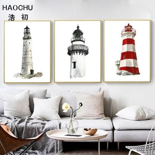 HAOCHU Minimalism Pagoda Seascape Landscape Pictures Canvas Painting For Living Room Home Decor Art Prints And Posters