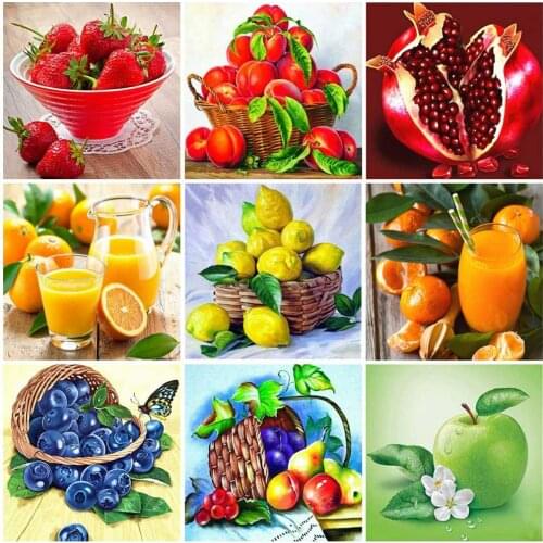 Huacan Diamond Painting New Arrivals Fruit Mosaic Strawberry Embroidery Lemon Decorations For Home Diamond Art