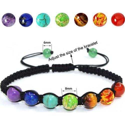 6mm/8mm Chakra Stone Beads 7 Chakra Bracelet Yoga Bracelet Healing Balance Lava Reiki Stones Beads Bracelet Women Jewelry