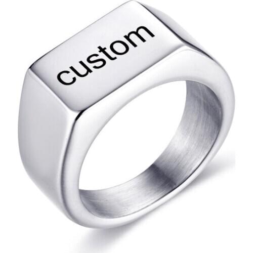 Custom LOGO Name Rings for Men Women high quality 316L Stainless Steel Ring for Finger jewelry Gold Silvery Black Color 2020