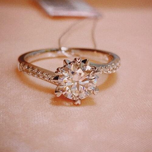 925 silver Moissanite ring 6 claws Snowflake shape Romantic design Engagement Anniversary Ring 1ct round excellent cut