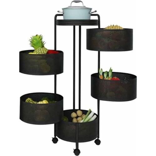 Round Rotating Kitchen Storage Shelf Multi-Layer Fruit and vegetable shelving For Household Goods 3/4/5 Tier Vegetable Basket
