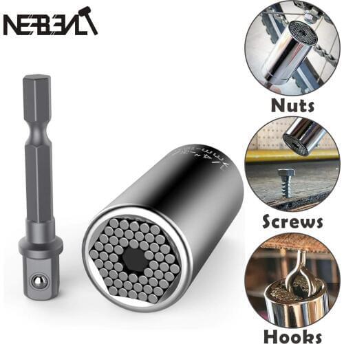 Hot Power Drill Ratchet Bushing Spanner Key Magic Multi Hand Tools 7-19mm Universal Torque Wrench Head Set Socket Sleeve