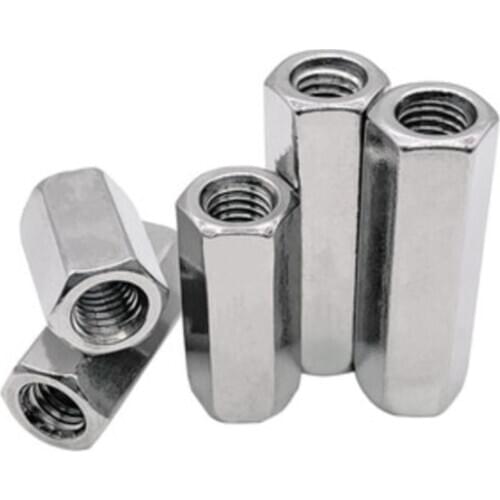 M3 M4 M5 M6 M8 M10 M12 304 Stainless Steel Rod Long Coupling Nut Hex High Strength Hex Nutsert