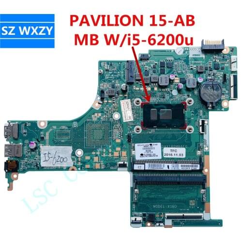 For HP PAVILION 15-AB 15-AN 15-AN050NR Laptop Motherboard 836097-601 W/i5-6200U CPU DAX1BDMB6F0 MB 100% Tested Fast Ship