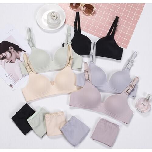 Fashion Sexy Bra Push Up Breathable Seamless Underwear Invisible Slip-resistant Thin Cup No Rims Comfortable Bra Set