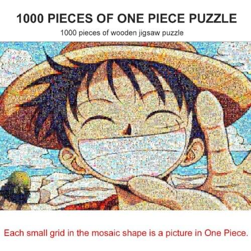 Mosaic Monkey D Luffy Smiling Face Jigsaw Puzzle Wooden 1000pcs Cartoon Anime One Piece Creative Adult Antistress Kids Gift Toys