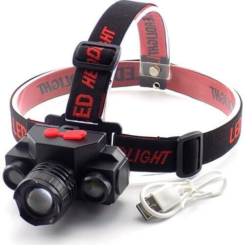 High power 3 Led XPE COB USB Headlamp zoomable frontal Flashlight head Lamp torch night light For Fishing Lantern 18650 battery