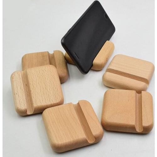 1PC Beech Wooden Mobile Phone Stand Holder For IPhone 11 PLazy Desktop Base Bracket Embroidery Hoop Desk Phone Base