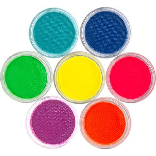 Water Activated 7 Color Neon Fluorescent Eyeliner Set High Pigmentation Long-lasting Makeup Portable Pressing Powder Painting