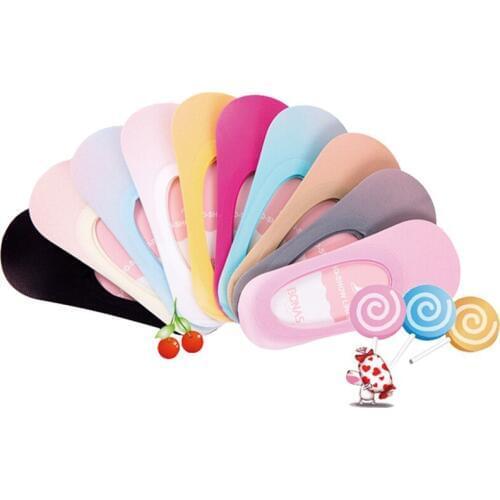 5 Pairs Invisible Womens Sock Slippers Woman Girls Slippers Socks Short No Show Socks Non-Slip Invisible Boat Socks Summer Meias