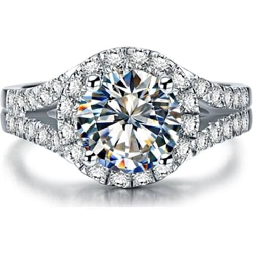 2Ct 8mm Round Cut D Color Moissanite Engagement Ring Solid Platinum 950 Ring for Her Womens Diamond Ring