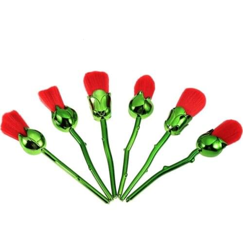 Professional 6Pcs Makeup Brushes Sets Rose Flower Shaped Plastics Handle Powder Foundation Brush Kits Make Up Beauty Tools