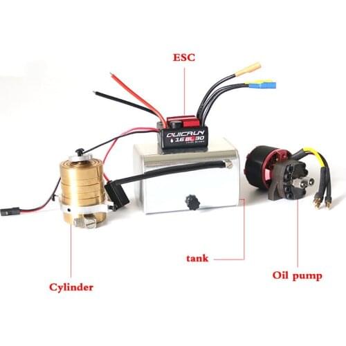Hydraulic Set Cylinder Oil Pump Motor ESC for 1/14 Tamiya RC Truck Trailer Tipper Scania MAN Benz Actros Volvo Car Diy Parts