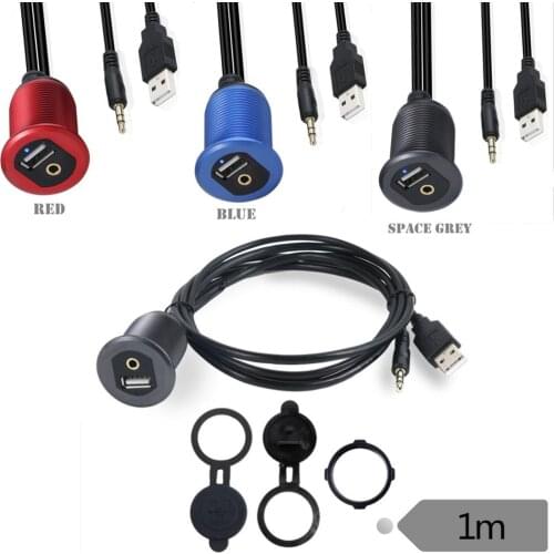 Led light USB &3.5mm AUX Signal light metal shell car motorcycle yacht dashboard cable with bracket USB audio 3.5mm cable