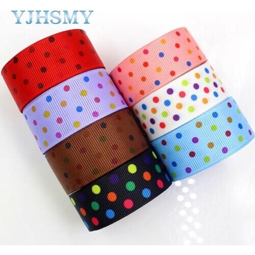 YJHSMY G-18513-195,22 mm25 mm 10 yards Dots Ribbons Thermal transfer Printed grosgrain Wedding Accessories DIY handmade material