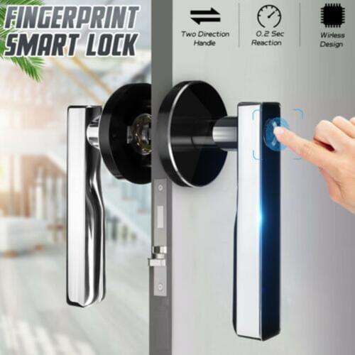 Smart Handle Lock Fingerprint Biometric Keyless Electronic Door Locks Key Stainless Steel Indoor Bedroom