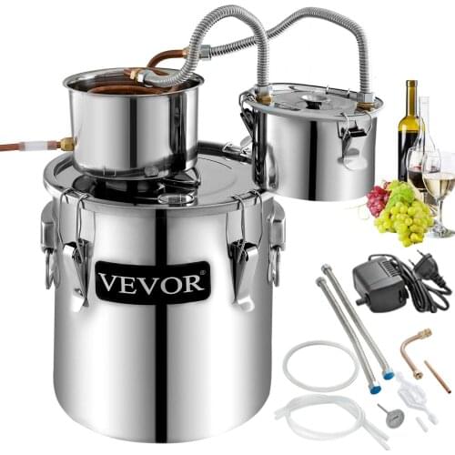 VEVOR Still Distiller 8.5Gal 38L Stainless Steel Water Distiller Copper Tube with Circulating Pump Home Brewing Kit for DIY Wine