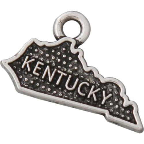 RAINXTAR Vintage Alloy American State Map Charms Kentucky Map Charms 12*19mm AAC292
