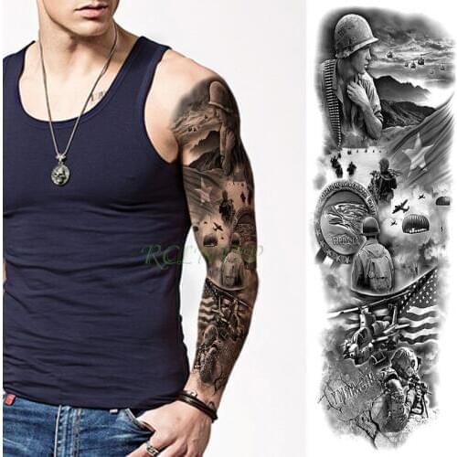 Waterproof Temporary Tattoo Sticker warrior battle scene badge full arm large tatoo fake tatto flash tattoos for men women