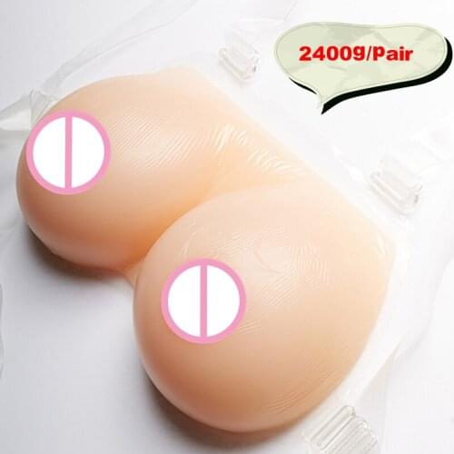 2400g F cup Top Quality Realistic touch Feeling Adhesive Simulation Silicone Breast Forms Realistic Boobs for Crossdress