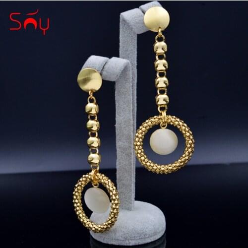 Sunny Jewelry Big Round Earrings For Women Long Drop Dangle Earrings Hot Selling Dubai Earrings For Party Wedding Jewelry Gift