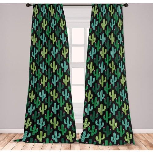 Cactus Curtain for Kids Room Rhythmic Cacti Plants Elements of Warm Climate in Vivid Tones Print Lightweight Window Drapes