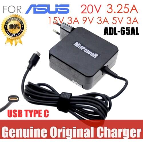 Original For Asus 20V 3.25A 15V 3A 9V 3A 12V 3A 5V 2A type C Laptop AC Adapter Charger zenbook3 B9440U B9440UA UX390