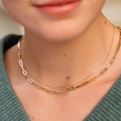 Womens Neck Chain Gold Square Chain Twisted Rope Twisted Necklace Party Jewelry Choker