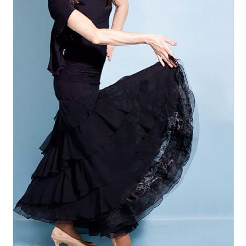 2017 Lady Ballroom Dance Skirt Nice Color Polyester/Lace Clothes For Woman Exercise Fashion Adult fantasias Femininas DQ5057