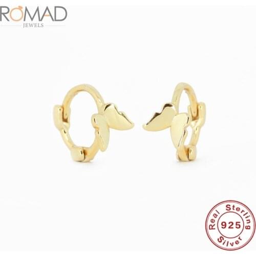 ROMAD Mini Glossy Butterfly Hoop Earrings S925 Sterling Silver Cartilage Earrings Women Silver 925 Jewelry Pendientes Mujer