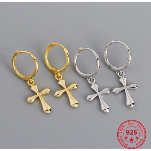 2020 New Design Pure 925 Sterling Silver Earrings Cross Shape Light Luxury Fashion Style Beautiful Gift For Girlfriend