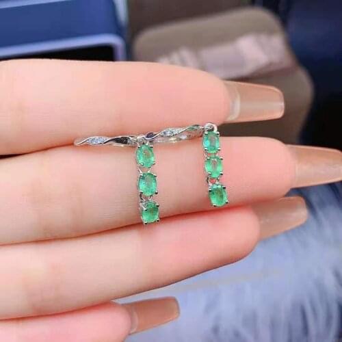 Natural Color Sapphire/Emerald/Ruby S925 Sterling Silver Earrings Fine Fashion Weddings Jewelry For Women MeiBaPJF