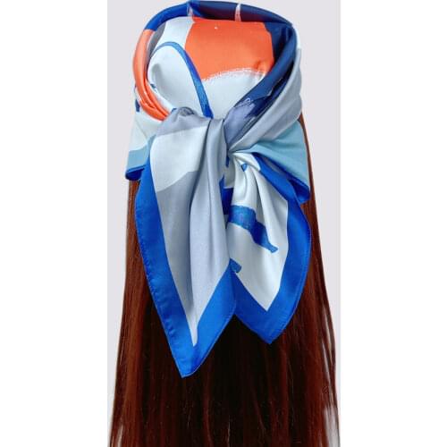 70cm Square Head Scarf Silk Cartoon Print Design Bandana Office Lady Neck Scarf Foulard [3832]