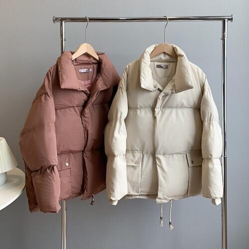 2020 New Women Winter Coat Long Sleeve Stand Collar Warm Thick Coat Women Cotton Jacket Coat Pure Color Casaco Feminino