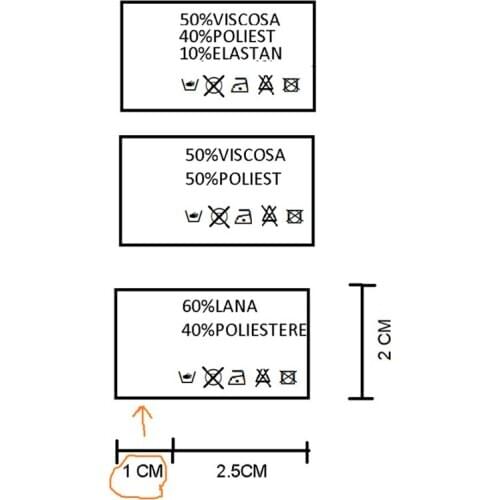 3000pcs , 2 * 3.5 cm Custom hot iron glue on white care label Straight cut cloth tag laundry symbol