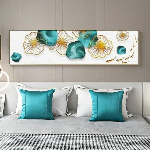 Abstract Traditional Chinese Style Banner Fish Lotus Art Poster Prints Canvas Paintings Wall Pictures For Living Room Home Decor