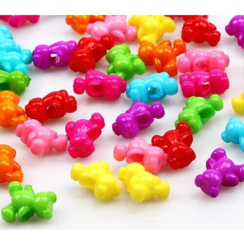 50PCS 12X14MM Bear Shape Acrylic Mixing Color Beads For DIY Childrens Toys Fashion Bracelet Jewelry Making Spacer Beads