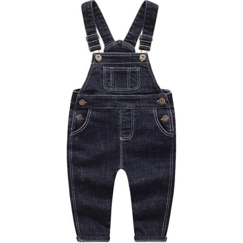 Childrens Denim Jumpsuit 12M to 4T Kids Blue Washed Overalls Jeans Pants Blue Blanck Boys Girls Childrens Clothes