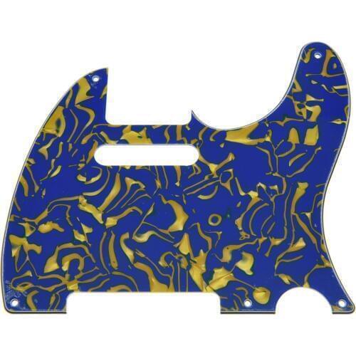 KAISH Vintage 5 Hole TL Style Guitar Pick Guard Blue/Yellow Shell Fits TL