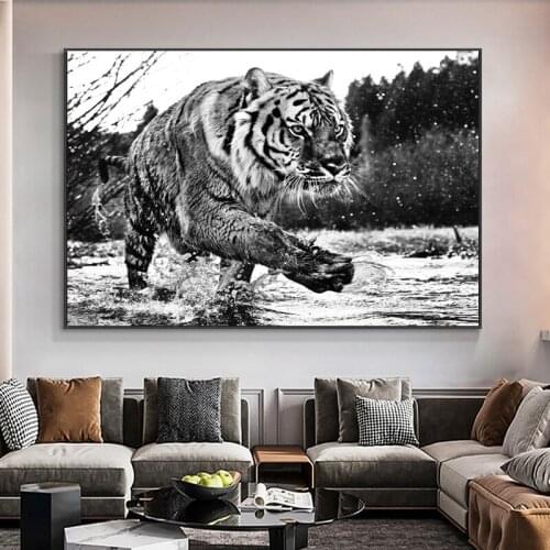 Nodic Black White Tiger Animal Print Canvas Art Painting On Posters And Prints Wall Pictures For Living Room Home Decor Cuadros