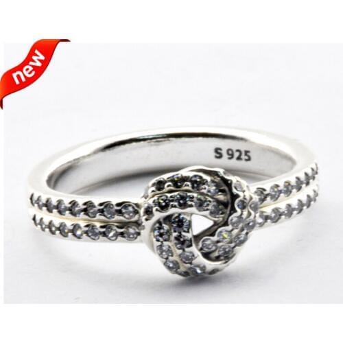 CKK 925 Sterling Silver Sparkling Love Knot Rings For Women Original Jewelry Making Mothers Day Gift